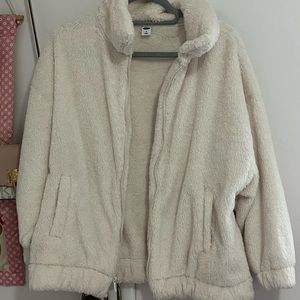 Old Navy White Zip-up Sherpa Jacket